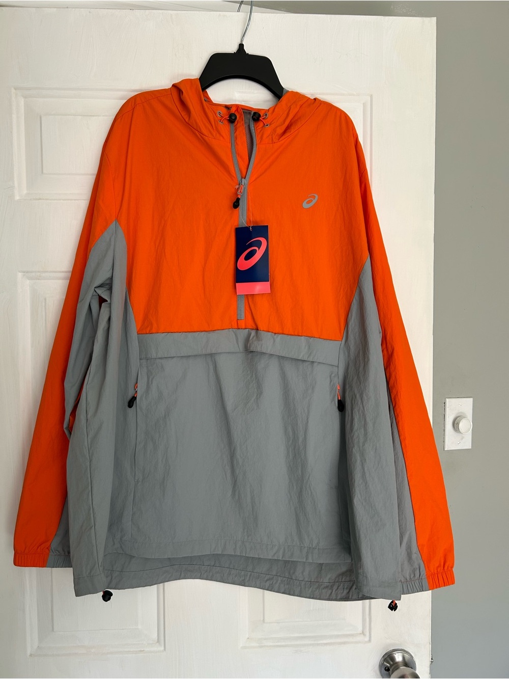 ASICS Orange and Gray Hooded Windbreaker Pullover
